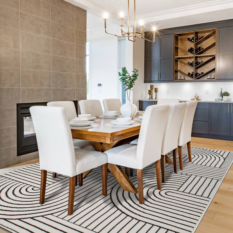 World Rug Gallery Contemporary Stripe Arch Design Area Rug