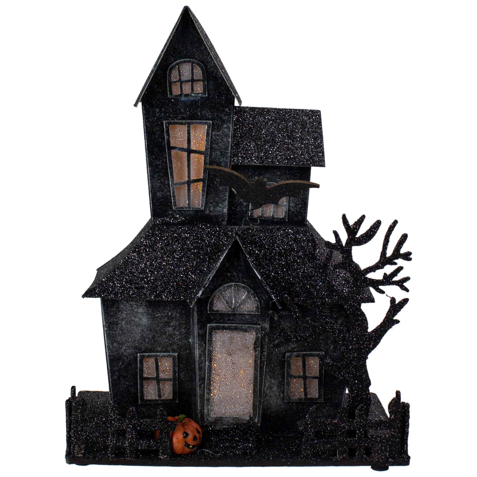 Shop 10 25 Glittered Black Led Lighted Halloween Haunted House Tabletop Decoration Overstock 31715247