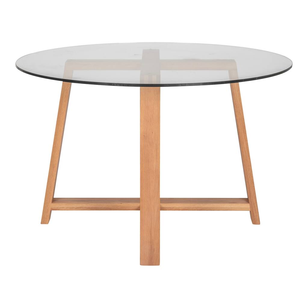 Aurelle Home Modern Simplistic Oak Glass Top Dining Table
