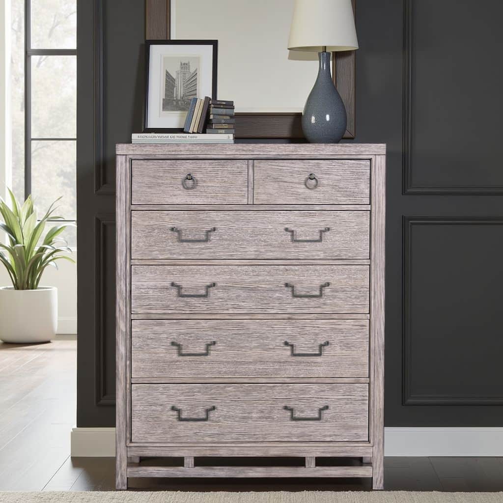 Bridgevine Home Fusion Five Drawer Chest, No Assembly Required, Dawn Finish