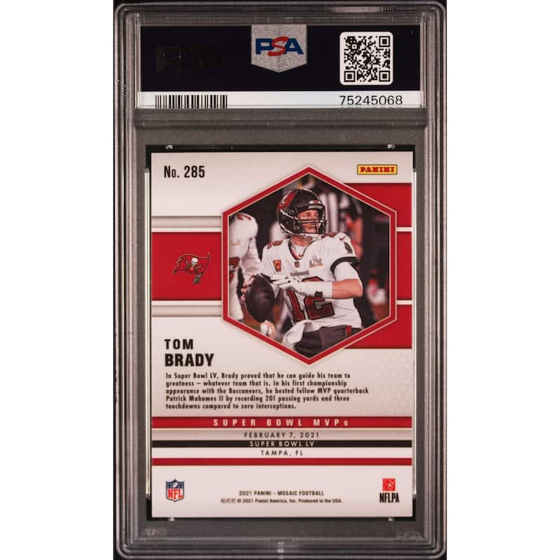Tom Brady Panini 2021 Mosaic Football Card #285 Graded PSA 10 - 8'6" x 11'6"