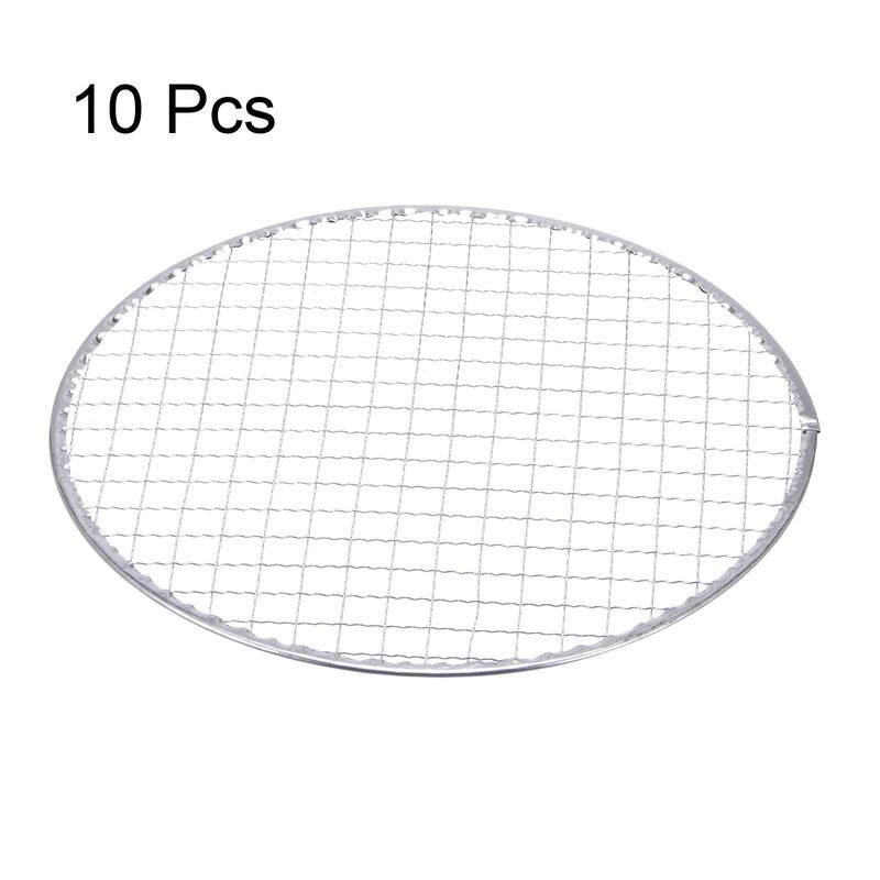 10pcs Round BBQ Grill Net 9.8" Dia Galvanized Iron Barbecue Mesh Mat for Baking