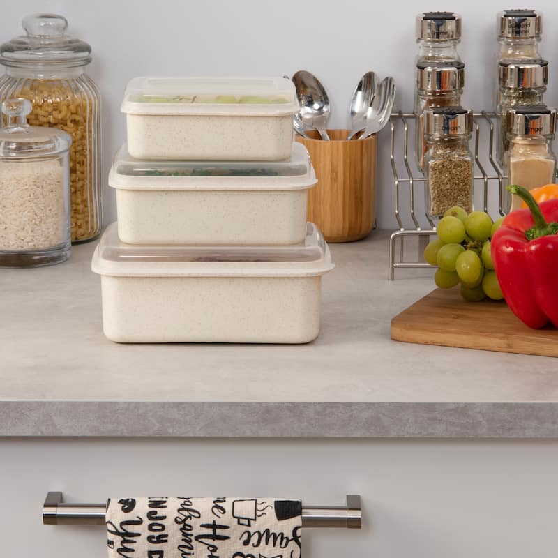 Simplify 6 Piece Natural Food Storage Containers - 7" x 5" x 3.2"