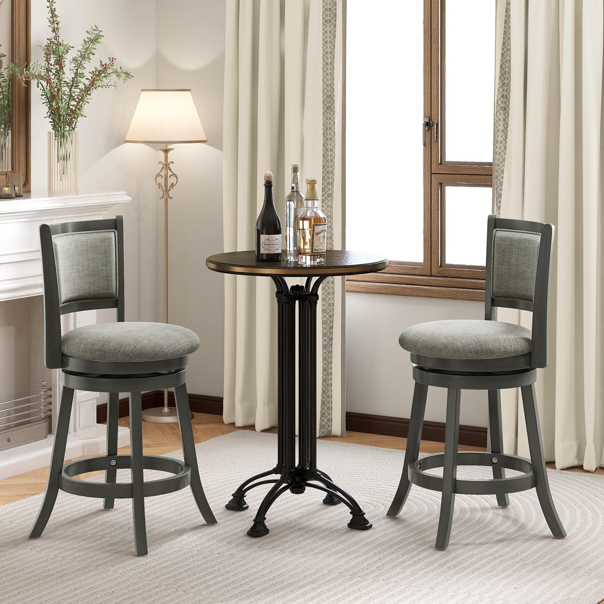 Gymax Swivel Bar Stools Set of 4 w/ Soft-padded Back & Seat