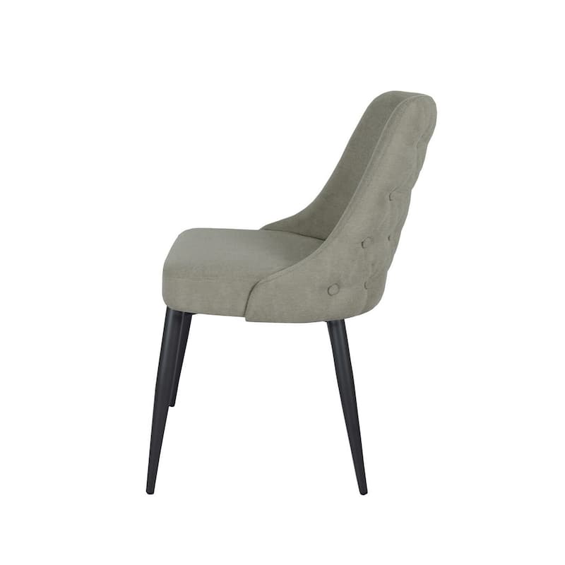 Black/Off White Fabric Upholstered Metal Frame Dining Chair, Set of 2, Sturdy Dining Chair for Dining Rooms - 22.75