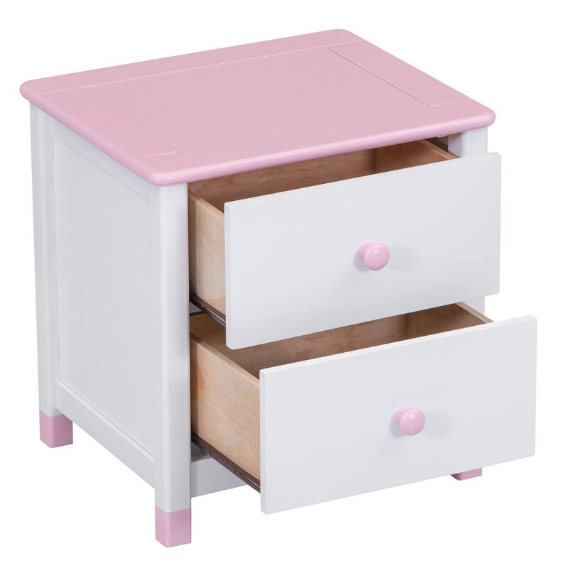 Wooden Nightstand with 2 Drawers