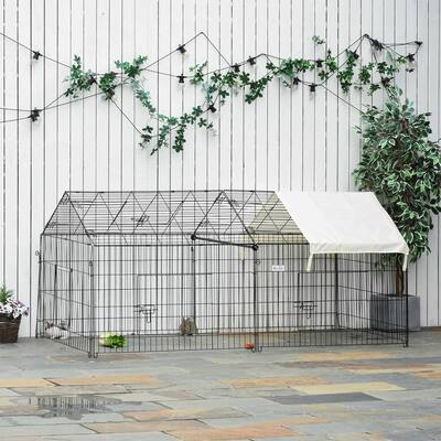 PawHut Outdoor Metal Kennel Enclosure for Small Animals Utilizable as Rabbit or Chicken Run