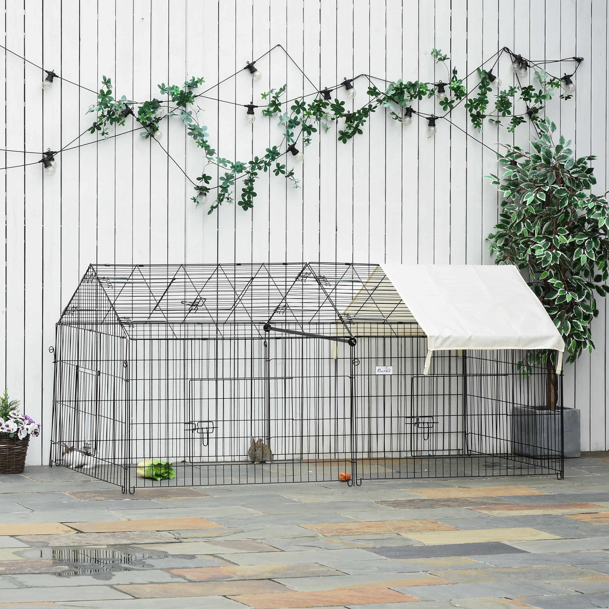 PawHut Outdoor Metal Pet Enclosure Small Animal Playpen Run for