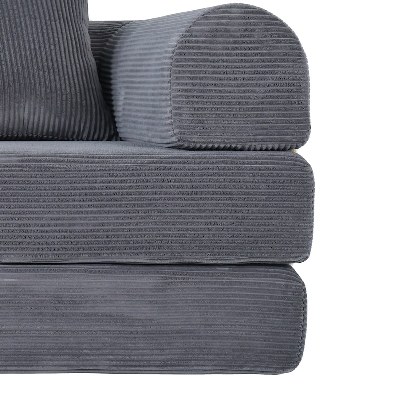 Corduroy Folding Compressed Sofa Couch with Freely Configurable Layout
