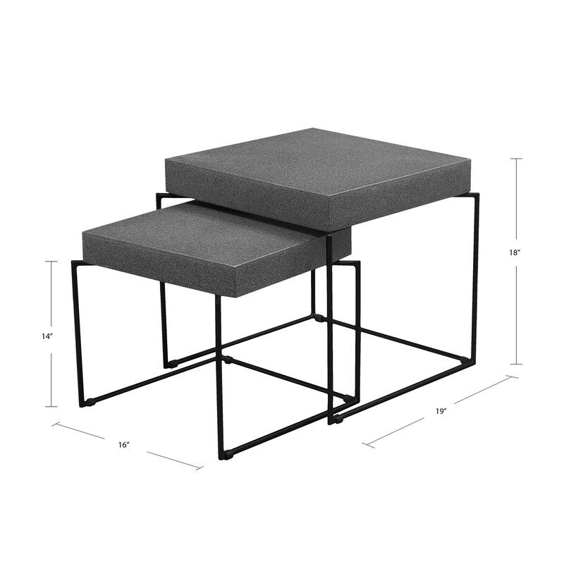Casual Elements Grey Concrete/Resin Square Nesting Side Tables