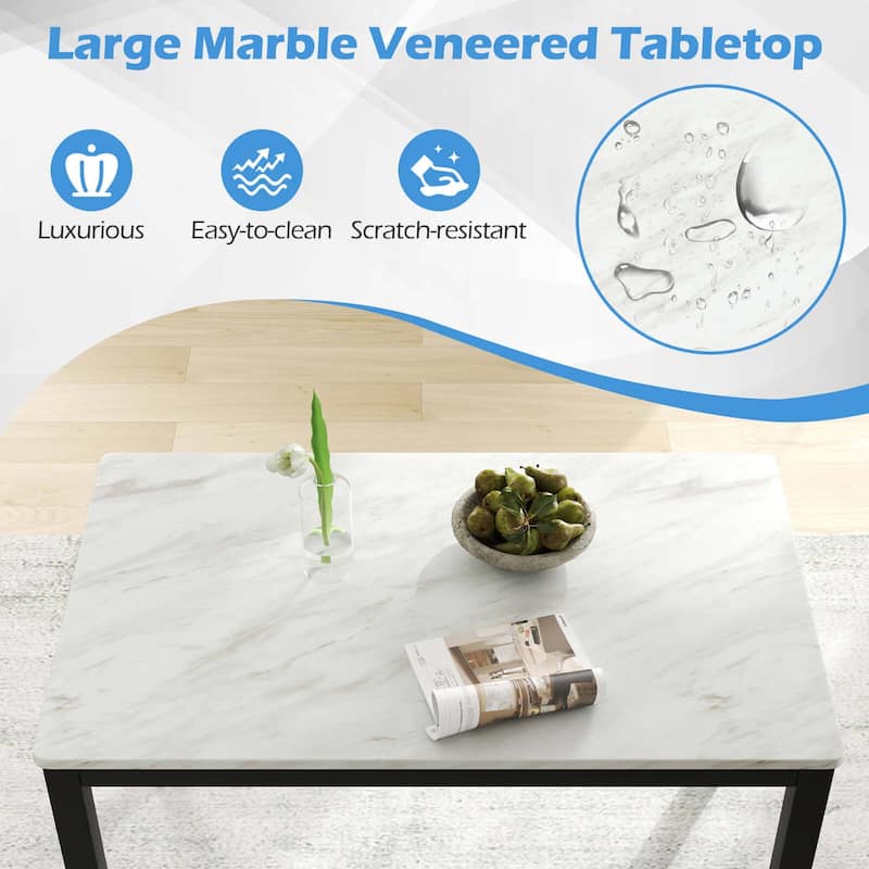 45" Rectangular Dining Table Compact Modern Kitchen Table - White + Black