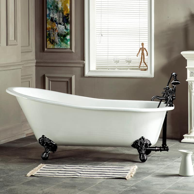 Kingston Brass Aqua Eden 61" Clawfoot Cast Iron Soaking Tub with