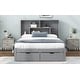 preview thumbnail 22 of 32, Full Size Platform Bed with Storage Headboard and Drawers - White Finish