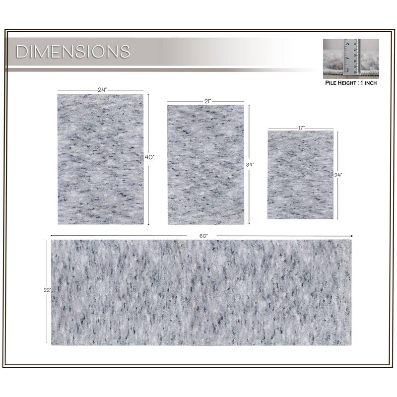 Home Weavers Cloud Comfort 100% Microfiber Bathroom Rug Non Slip Bath & Water Absorbent Soft Bath Mat 4 PC Set with Runner