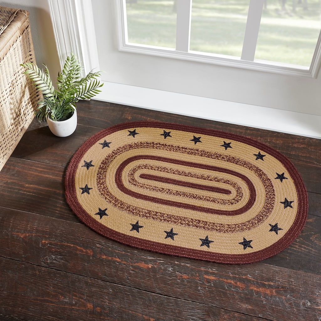 Potomac Jute Rug Oval Stencil Stars w/ Pad 24x36 - 3'6"