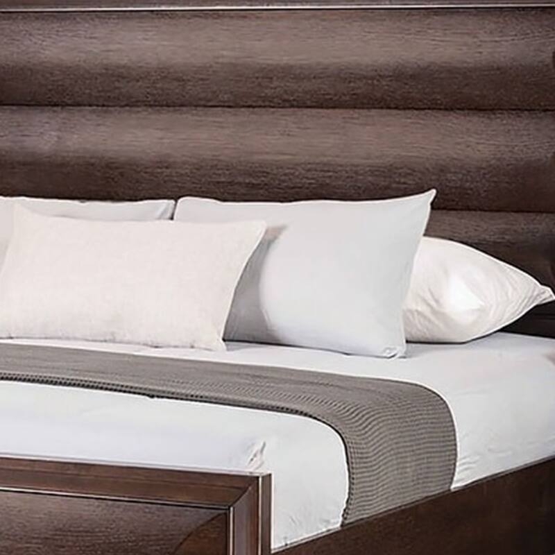 Nitz King Bed, Paneled Headboard with Beveled Fronts, Espresso Brown Wood