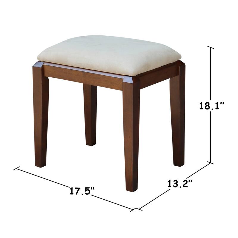 Solid Wood Vanity Table with Vanity Bench (Espresso Finish)