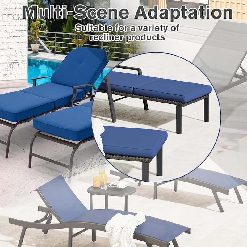 AECOJOY Chaise Lounge Cushions Outdoor Set of 2, Patio Lounge Chair Cushion for Outdoor Furniture