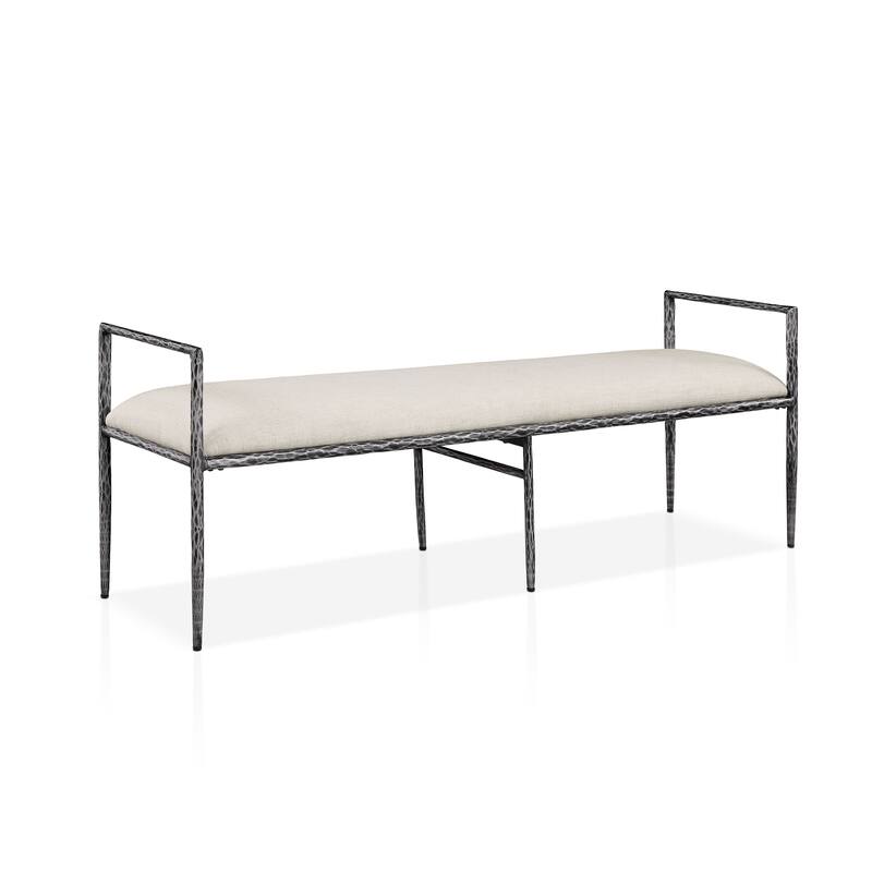 247 Shop At Home Lalia Modern 59-inch Metal Padded Upholstered Accent Bench