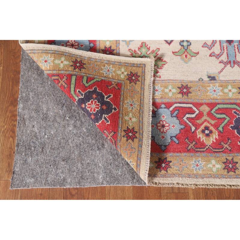 Hand Knotted Oriental 100% Wool Carpet Traditional All-Over Beige & Ivories Kazak Area Rug - 9' 9'' X 6' 5''