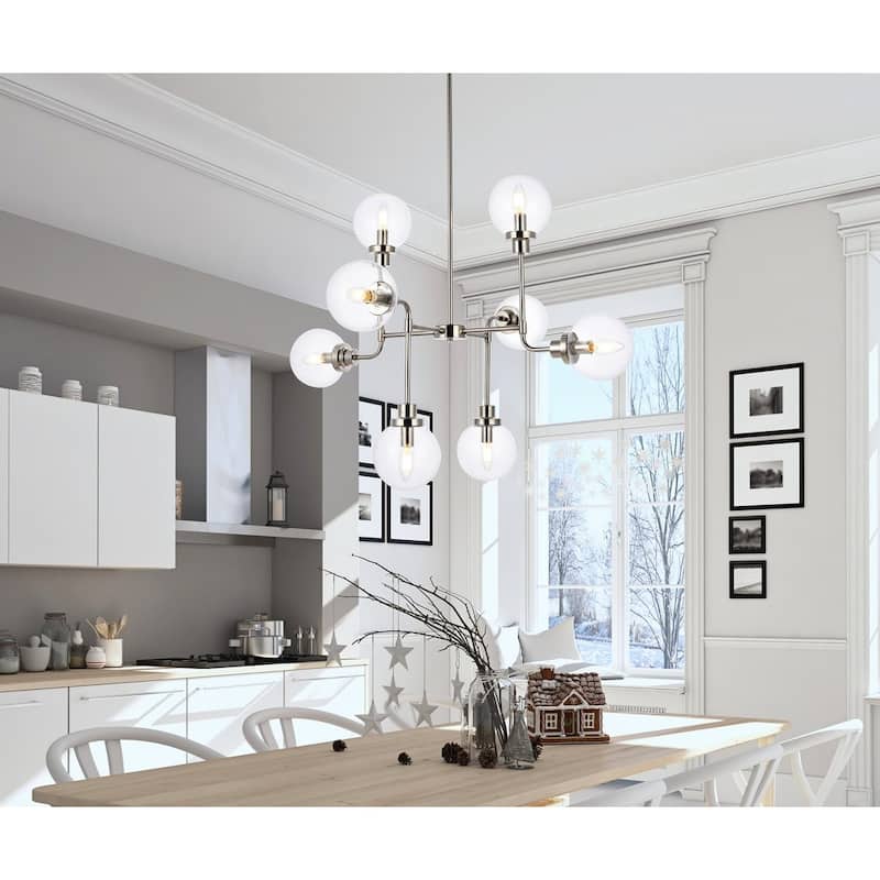 Hope 8 Light Pendant in with clear shade - 36 Inch