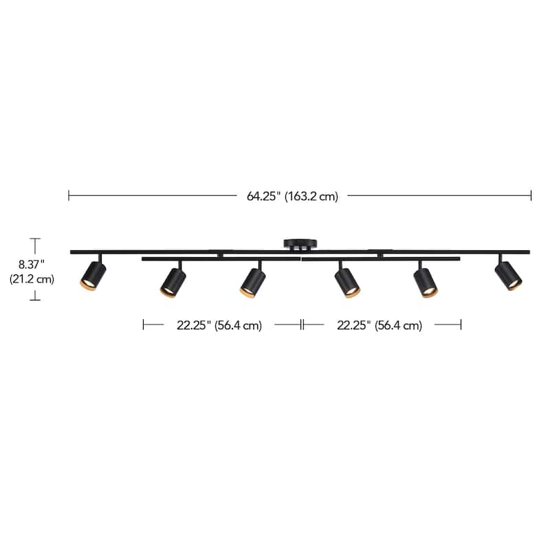 Waylon 6-Light Matte Black Track Lighting with Center Swivel Bars - one size