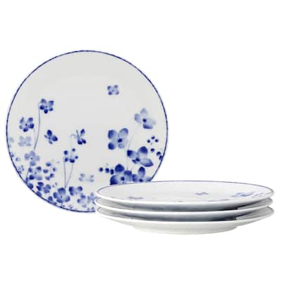 Noritake Bloomington Road Blue Set of 4 Bread & Butter/Appetizer Plates, 6.25"