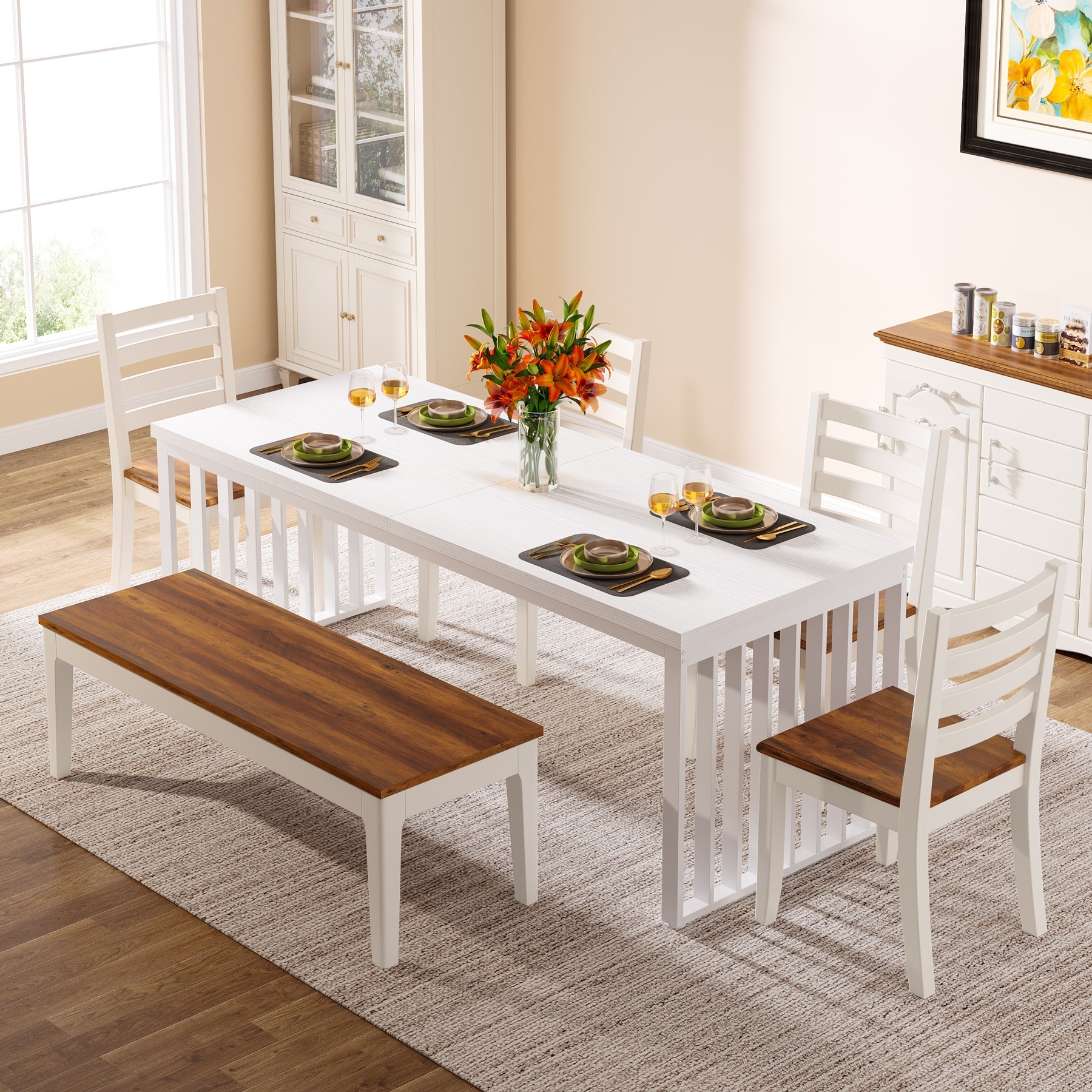 78.74-inch Kitchen Dining Table with Metal Legs