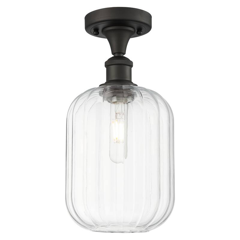 Innovations Lighting Endless Possibilities Ballston - Preston - 1 Light 7" Jar Shade Semi-Flush Mount - Clear/Oil Rubbed Bronze