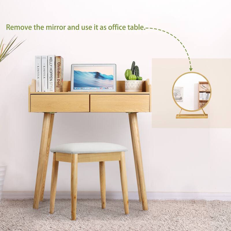 Vanity Table Set with Removable Mirror