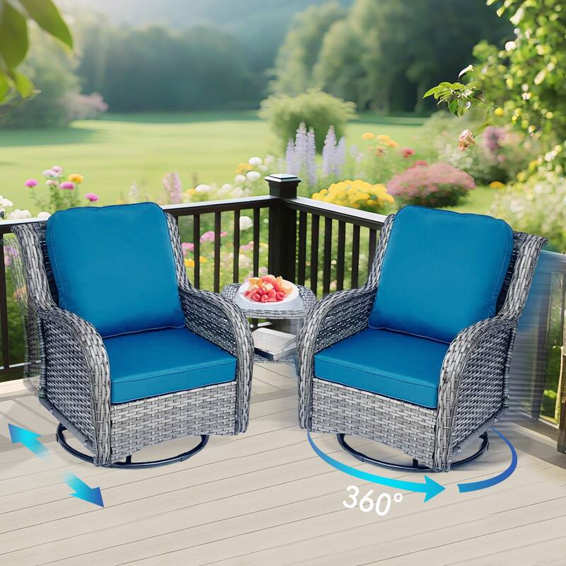 Wicker Patio Furniture Set - 3 Piece Rattan Sectional Conversation Sets 2 Piece Wicker Hang gliding Chairs and 1 Side Table