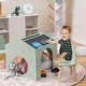 preview thumbnail 10 of 8, Costway 3 Piece Kids Wooden Table and Chair Set with Blackboard for
