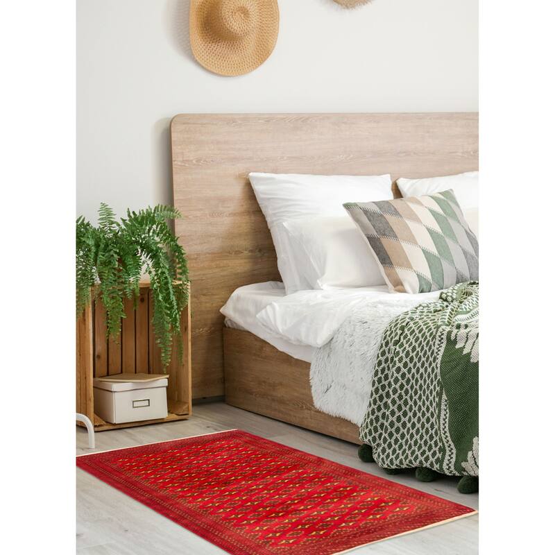 ECARPETGALLERY Hand-knotted Teimani Red Wool Rug - 3'4 x 4'7