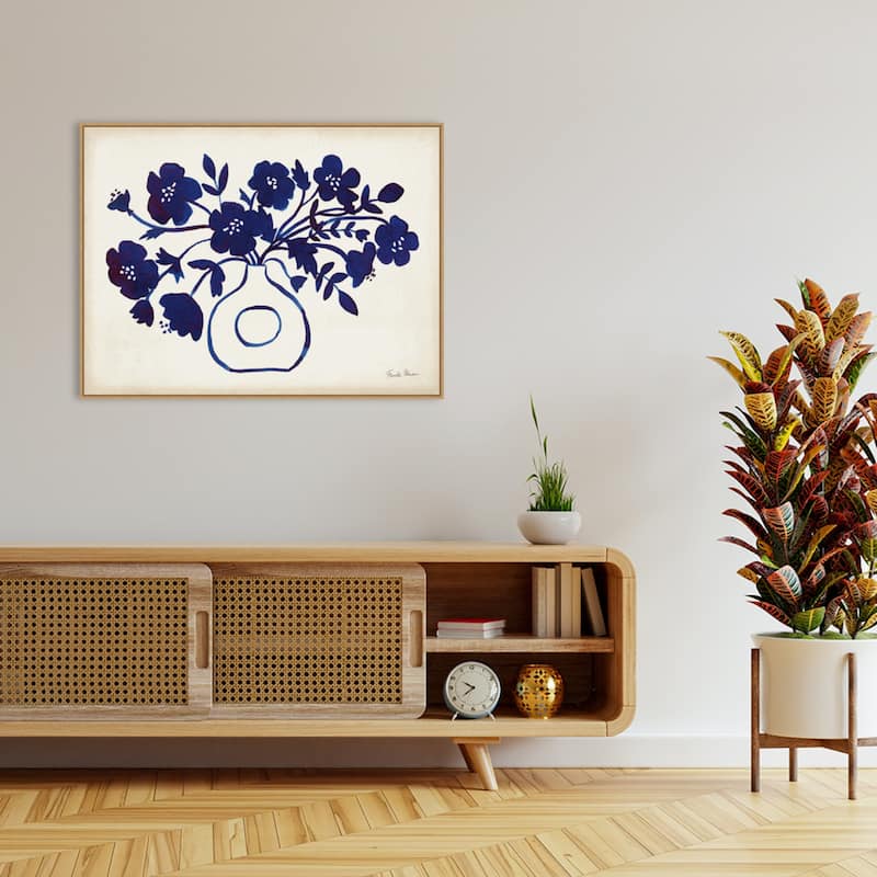 Modern Blue Vase II by Farida Zaman Framed Canvas Wall Art Print - Sylvie Maple