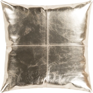 Signature Champagne Leather Throw Pillow Cover (18" x 18")