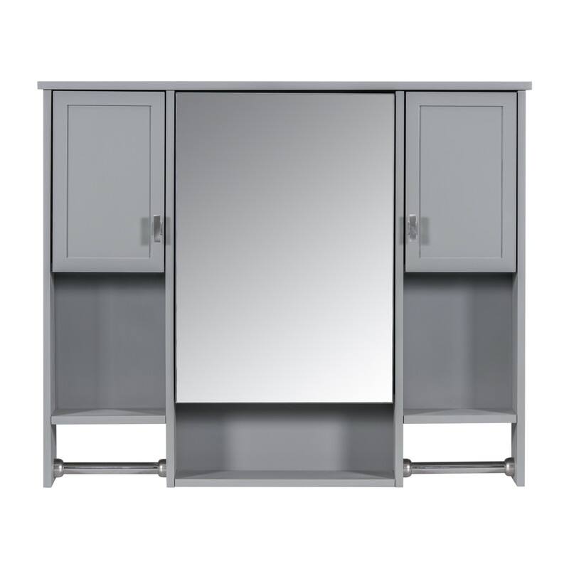Wall Mounted Bathroom Storage Cabinet with Mirror, Towels Bar