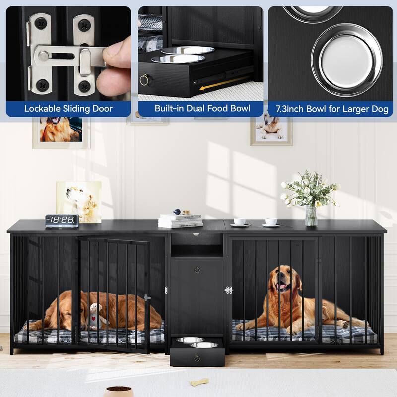 Moasis 3-in-1 Furniture-style Dog Crate Pet Crate with Drawers, TV Stand
