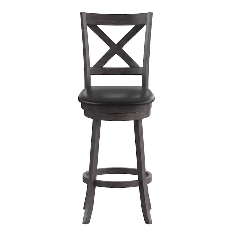 Modern Ladderback Wooden Upholstered Swivel Barstool