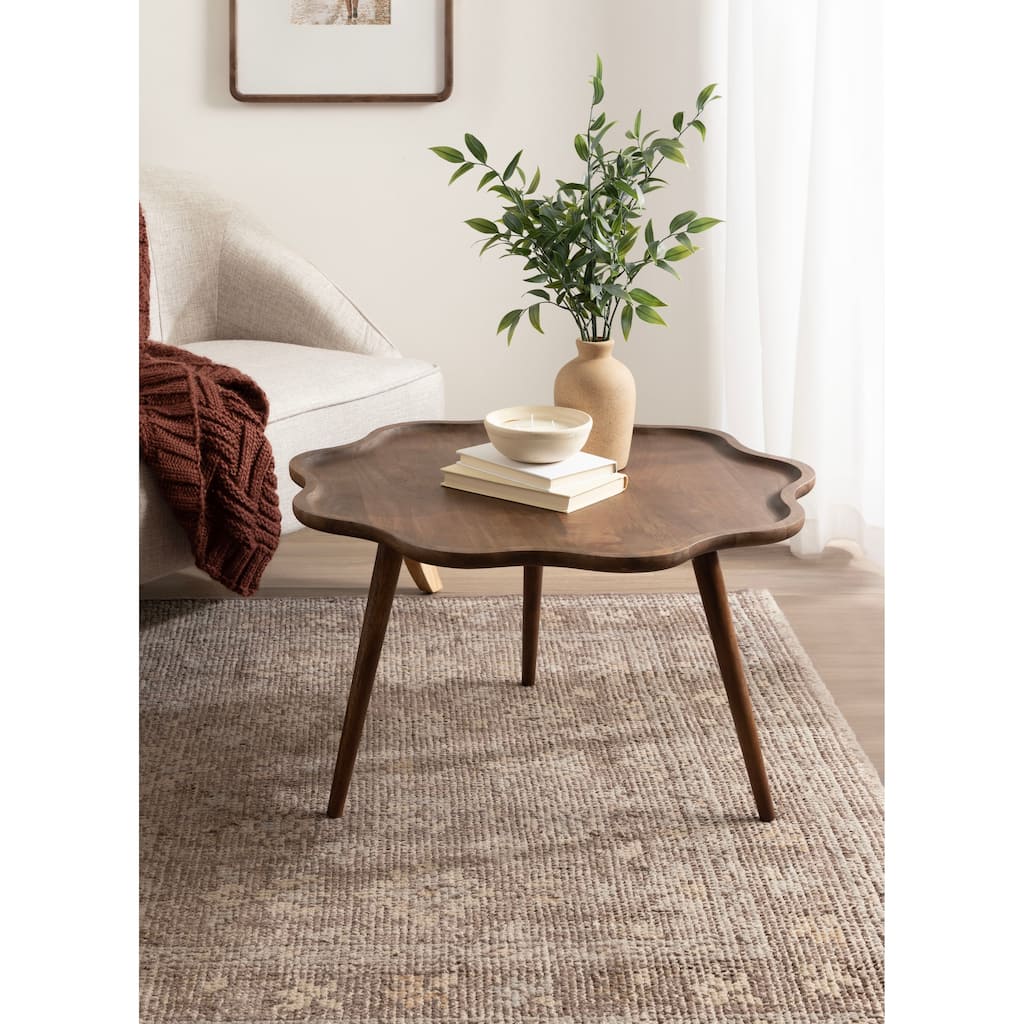 Kate and Laurel Alezar Scallop Wood Coffee Table - 30x30x18