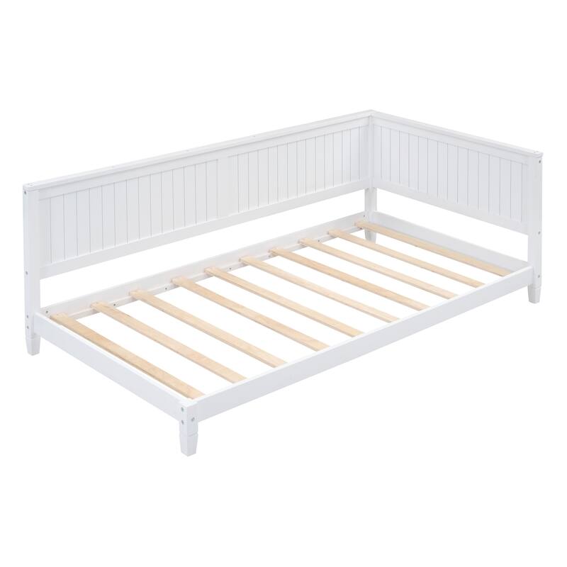Twin Wooden Daybed with Backrest & Armrest
