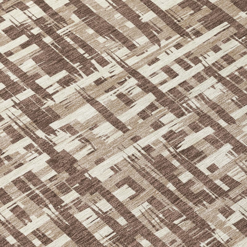 Machine Washable Indoor/ Outdoor Modern Crosshatch Chantille Rug