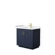 preview thumbnail 40 of 168, Miranda Single Vanity Set, Cultured Marble Top, No Mirror 36-Inch Single - Dark Blue, Gold Trim, Carrara Cultured Marble Top
