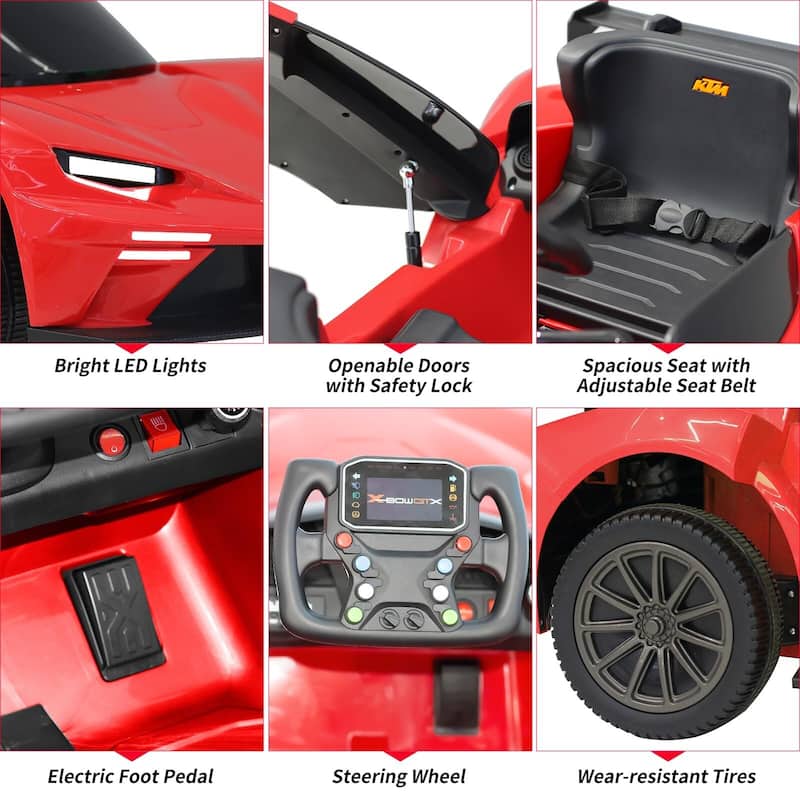 12V Ride On Car for Kids, Licensed KTM Electric Car for Kids