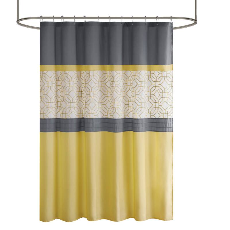 Shane Embroidered and Pieced Shower Curtain by 510 Design
