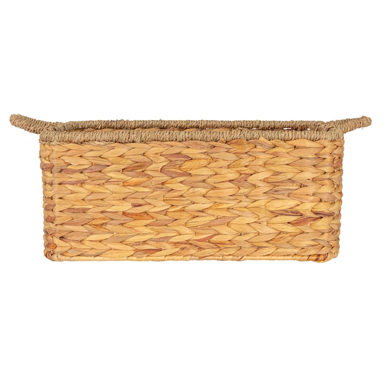 Household Essentials Handwoven Water Hyacinth and Seagrass Basket with Handles - 15.8"L x 9.8"W x 6.9"H