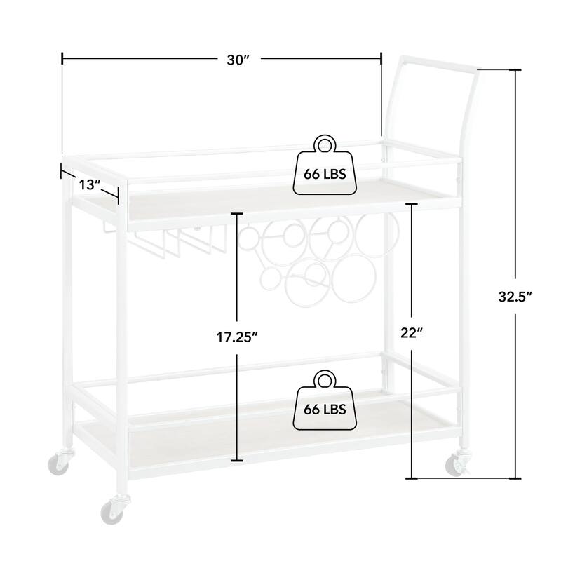 FirsTime & Co. Francesca Bar Cart, Metal Frame, Wood/Glass Top
