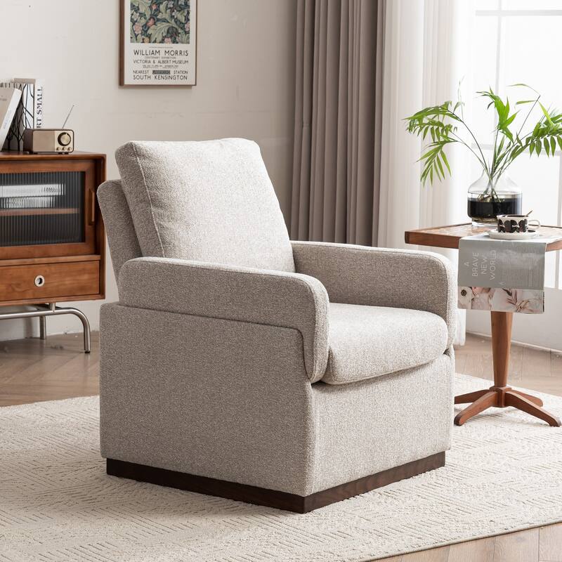 Modern Boucle Fabric Upholstered Accent Arm Chair for Living Room