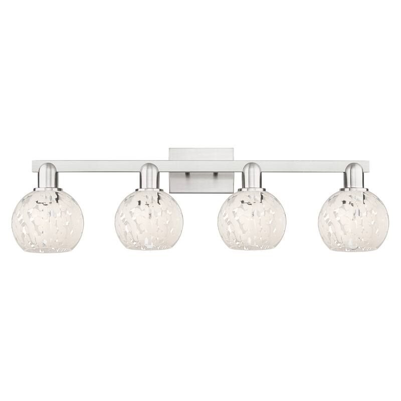 Innovations Lighting Endless Possibilities Arcadia - White Mouchette - 4 Light 33" Bath Vanity Light - Brushed Satin Nickel