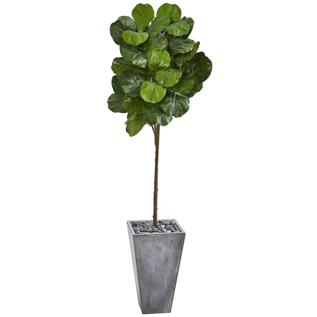 75 Inch Artificial Tree with Planter - Indoor Faux Tree, Green Foliage, Home Office Decor - 61 Inches and Over