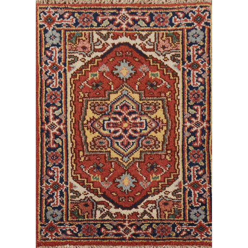 Orange Heriz Serapi Indian Accent Rug Handmade Wool Carpet - 2'0" x 3'0"